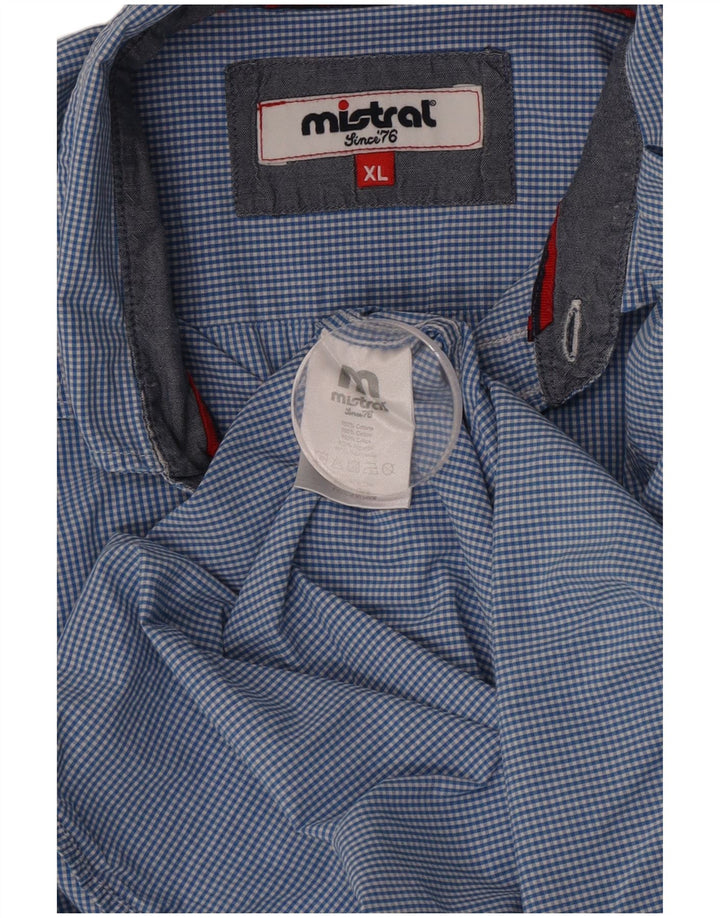 Camisa Mistral Hombre XL Algodón Vichy Azul