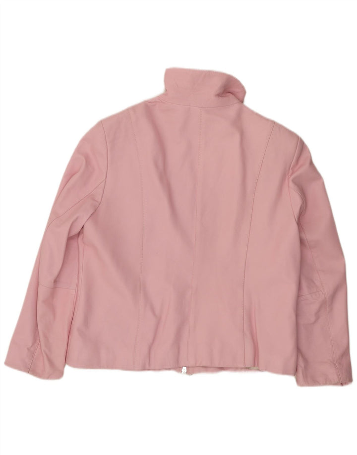 CABRINI Chaqueta de cuero para mujer UK 46 Cuero rosa grande