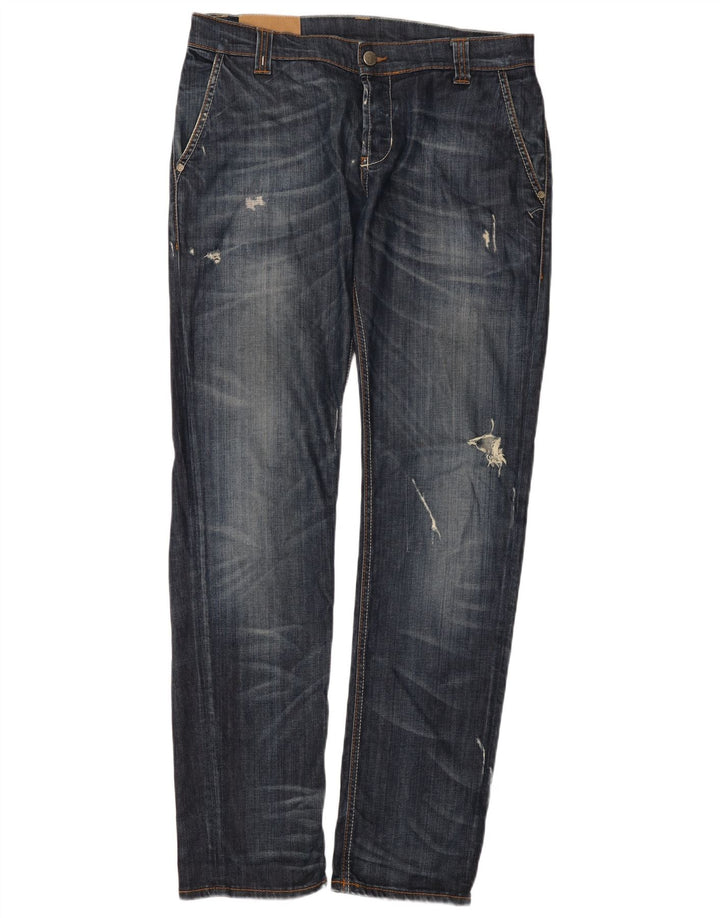 Dondup Vaqueros rectos desgastados para hombre W34 L33 Azul