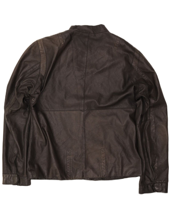 TED BAKER Mens Leather Jacket Size 5 XL Black Leather