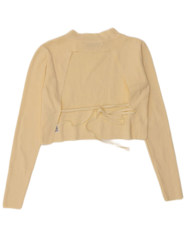Zara Blusa Corta De Manga Larga Para Mujer Top UK 10 Small Nylon Amarillo