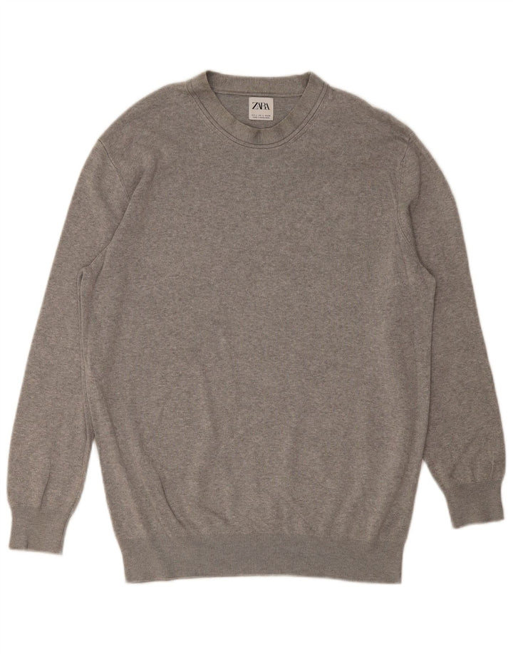 ZARA Hombre Jersey Cuello Redondo Jersey Grande Viscosa Gris