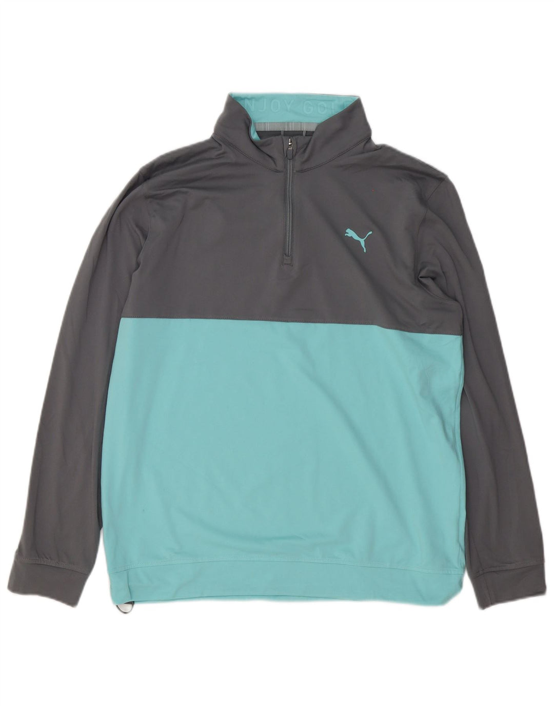 Puma Hombre Zip Neck Jersey Chándal Top Grande Gris Colorblock Poliéster