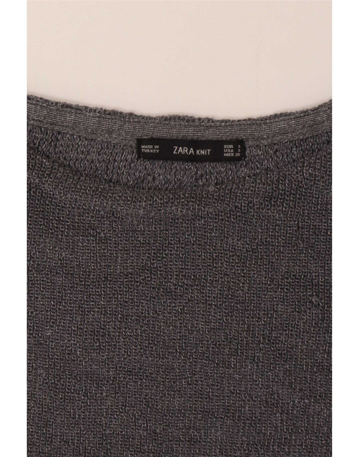 Zara Mujer Suéter De Cuello Redondo De Gran Tamaño UK 10 Small Gris
