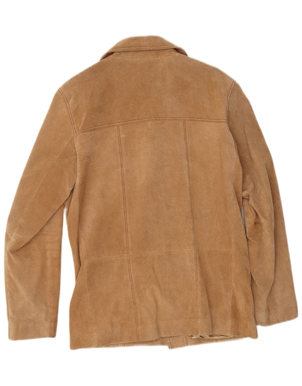 Vintage mujer ante chaqueta Reino Unido 38 cuero beige medio