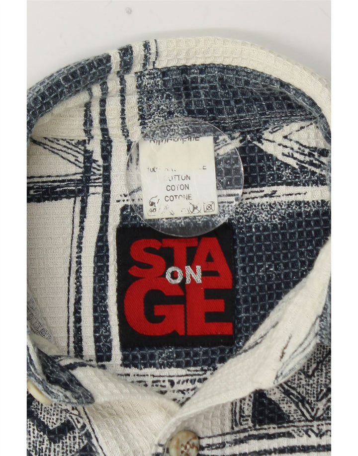 VINTAGE Camisa de manga corta para hombre Algodón patchwork multicolor medio