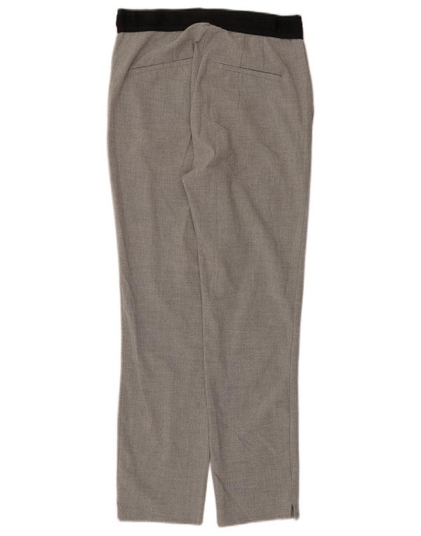Zara Mujer Pantalón De Traje Slim Small W26 L26 Poliéster Color Block Gris