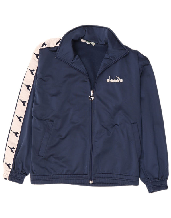 Diadora Mens Graphic Chándal Top Chaqueta UK 36 Small Azul Marino Colorblock