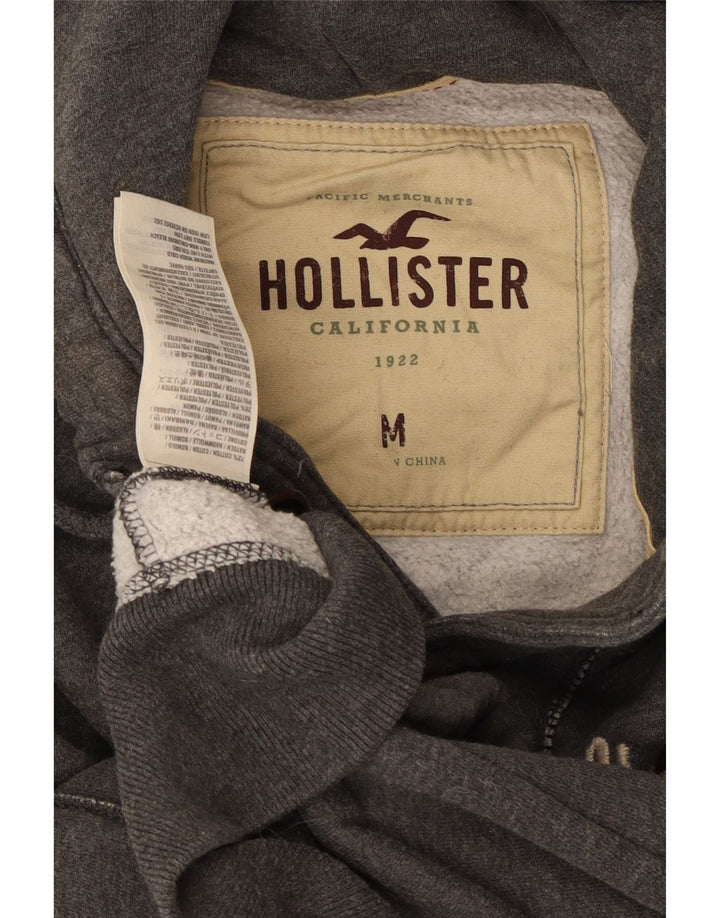 HOLLISTER Chaqueta de chándal con capucha y gráfico para hombre de algodón gris medio