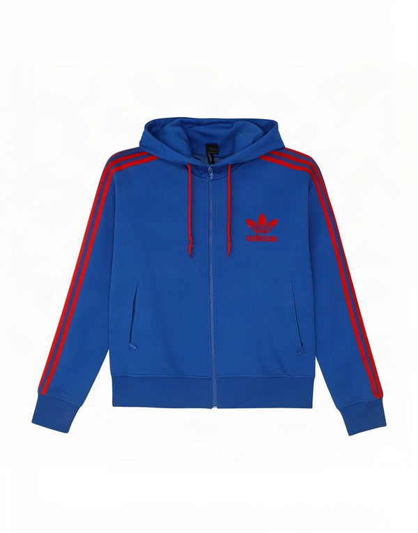 Adidas - Sudadera con capucha y cremallera para hombre, talla grande, color azul