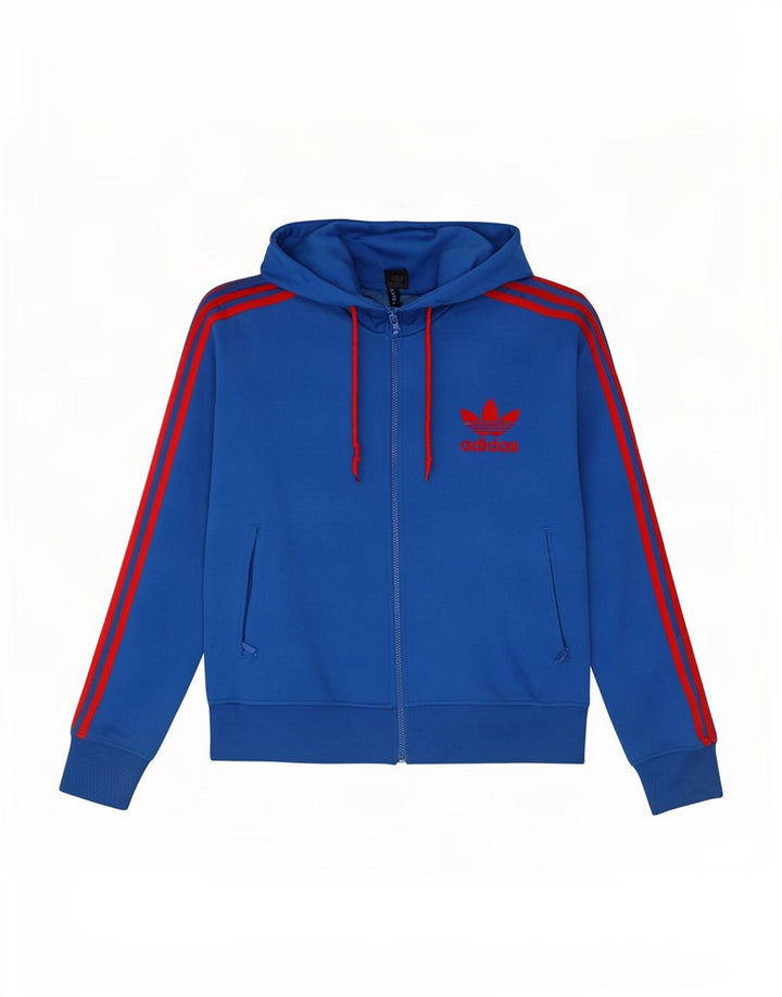 Adidas - Sudadera con capucha y cremallera para hombre, talla grande, color azul