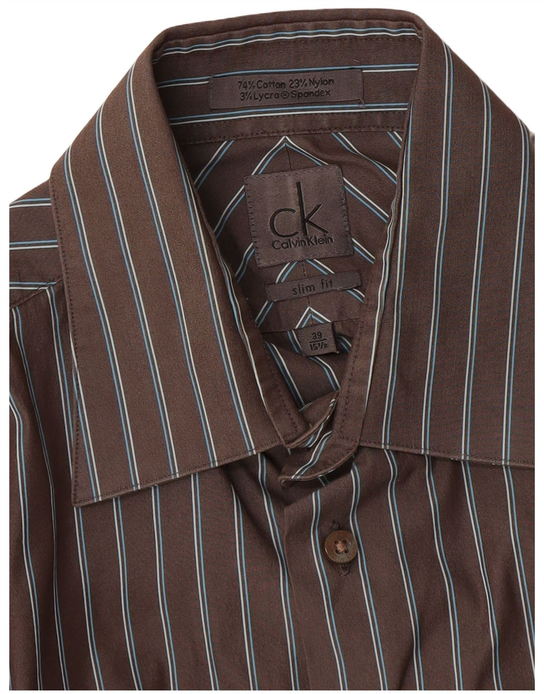 Camisa Calvin Klein Slim Fit para hombre talla 39 15 1/2 gris medio a rayas