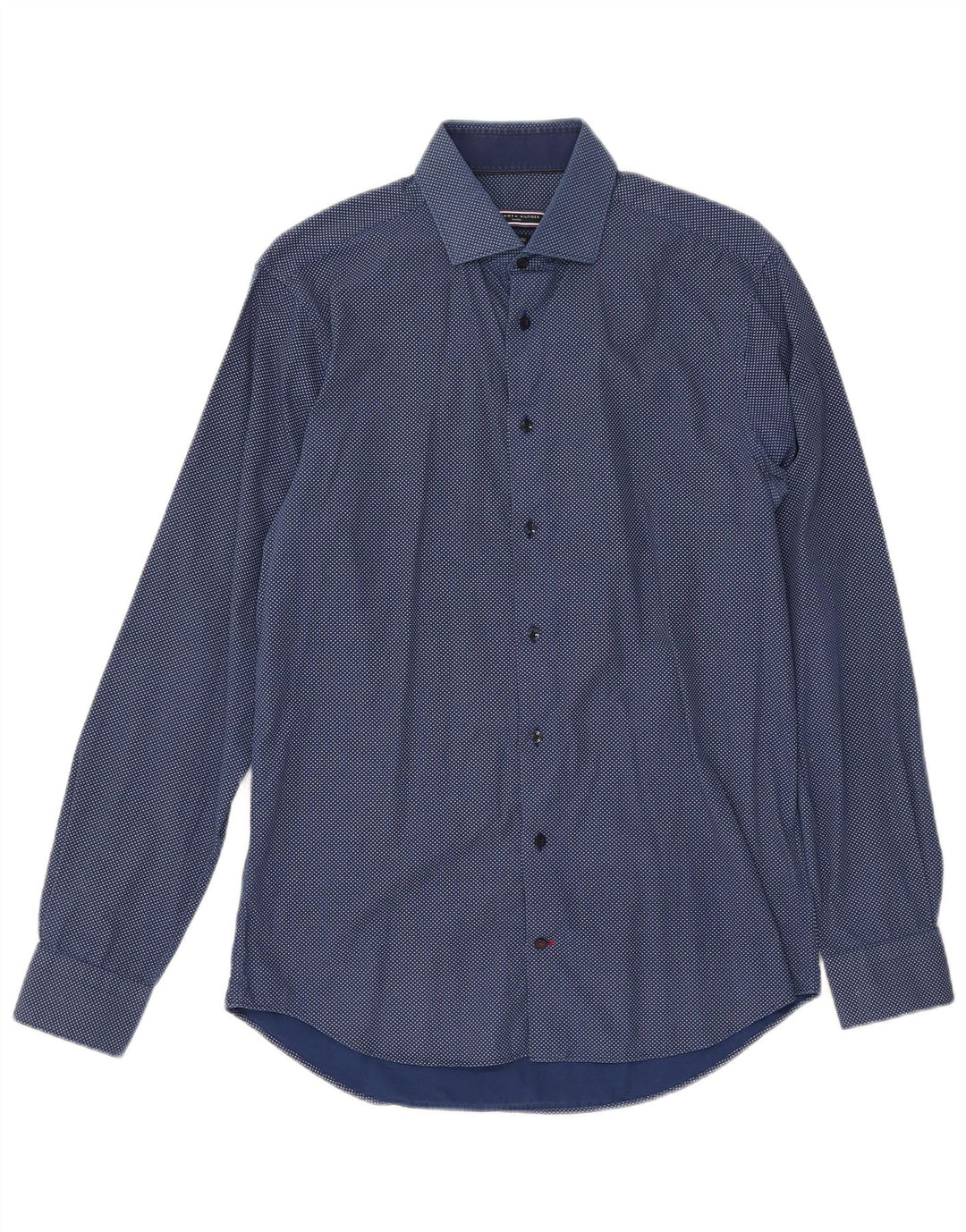 TOMMY HILFIGER Camisa con estampado abstracto para hombre Talla 15 1/2 39 Azul marino mediano