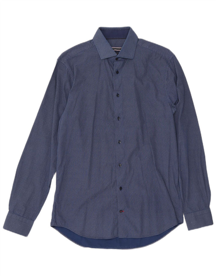 TOMMY HILFIGER Camisa con estampado abstracto para hombre Talla 15 1/2 39 Azul marino mediano