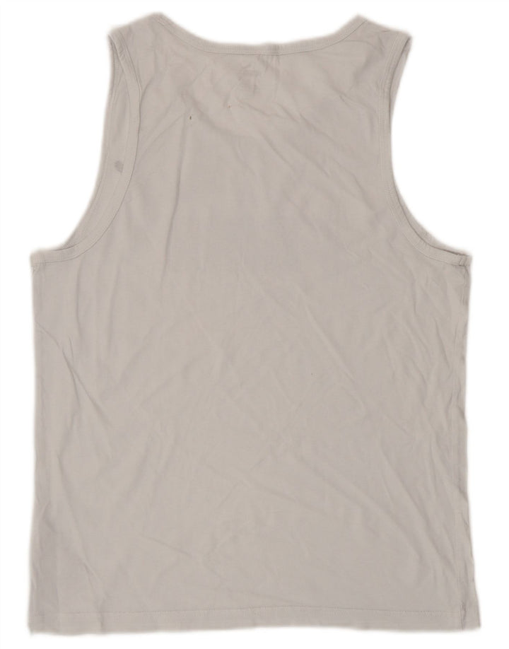 Puma Mujer Gráfico Chaleco Top UK 14 Medio Algodón Blanco