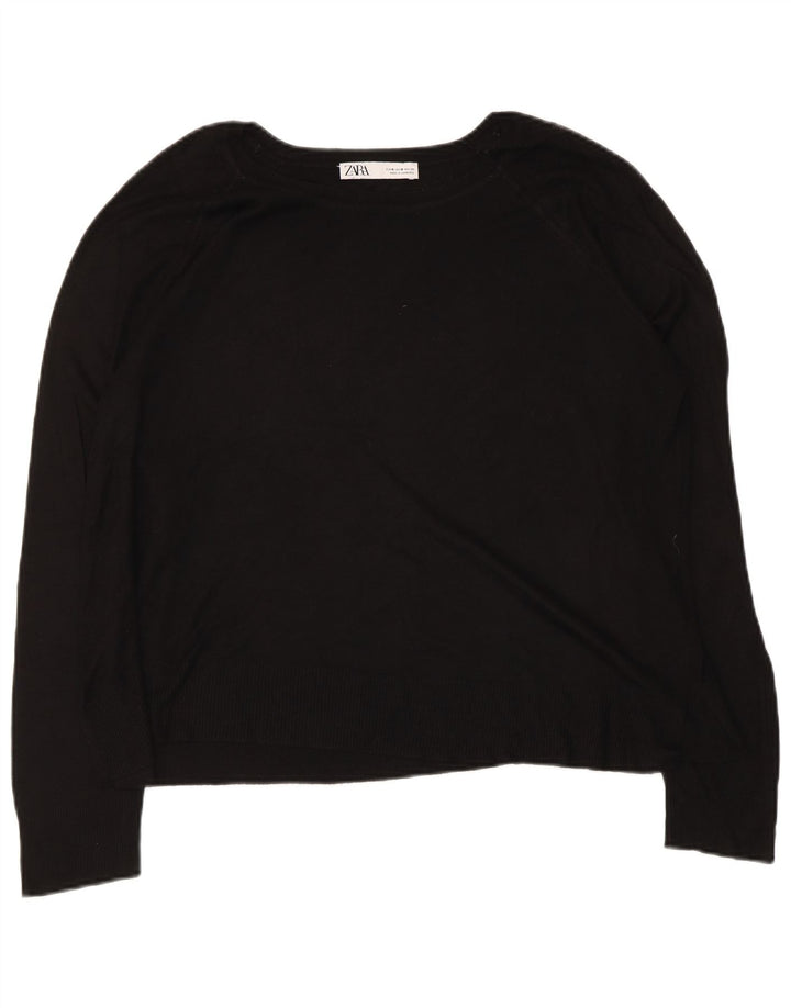 Zara - Jersey con cuello barco para mujer, talla 40, talla M, color negro