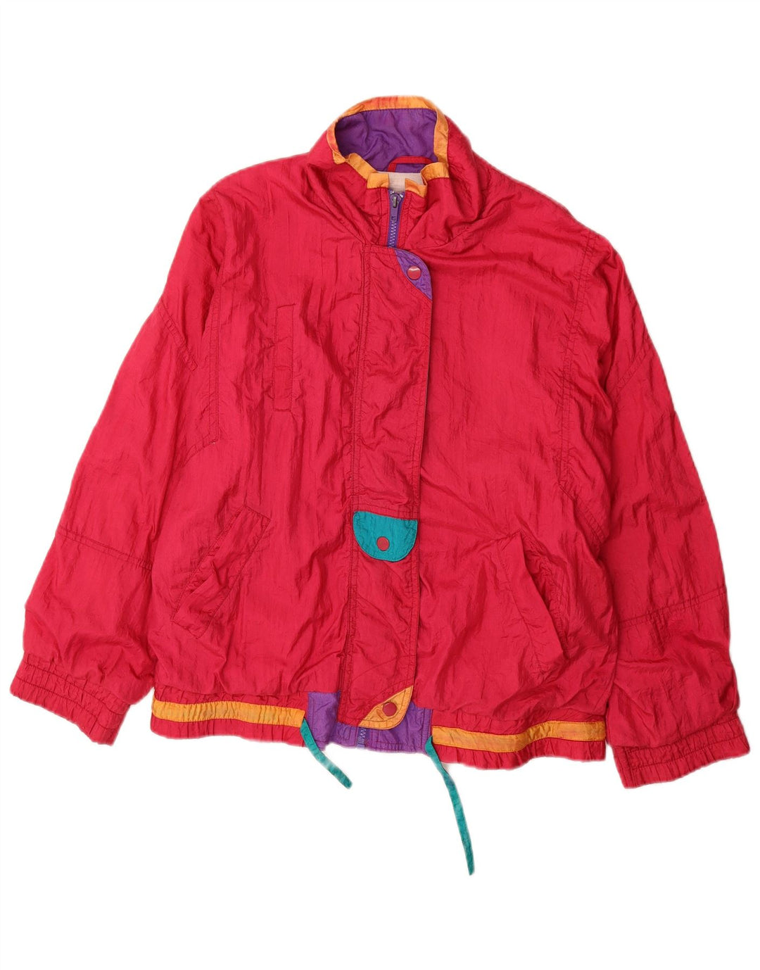 ROCK CREEK Womens Windbreaker Jacket UK 14 Medium Pink Colourblock 80s