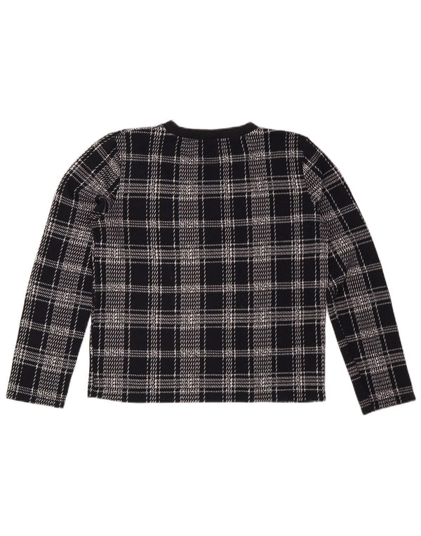 ZARA Mujer Sudadera Jumper UK 44 Medium Azul Marino Cuadros