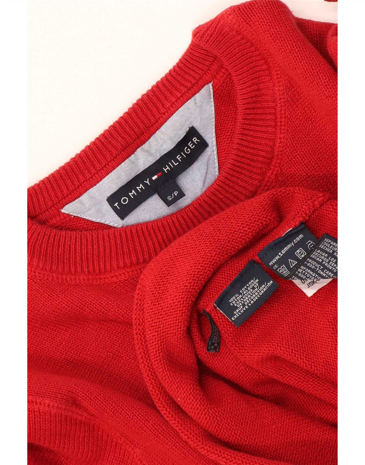 Tommy Hilfiger Jersey de cuello redondo para hombre pequeño de algodón rojo