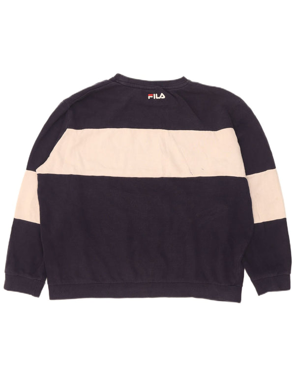 Fila Hombre Graphic Sudadera Jumper XL Azul Marino Colorblock Algodón