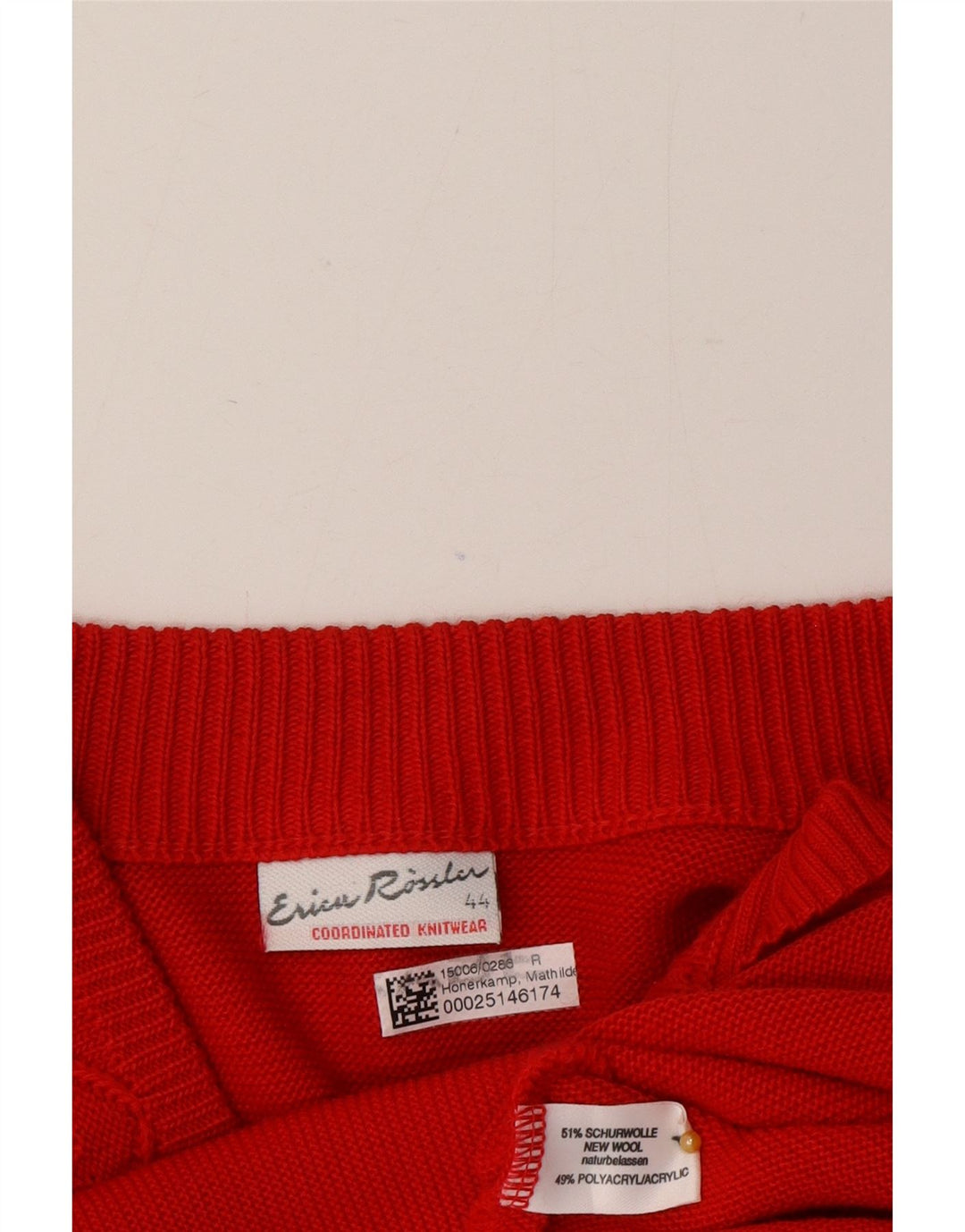 Vintage mujer Cardigan suéter EU 44 XL lana roja