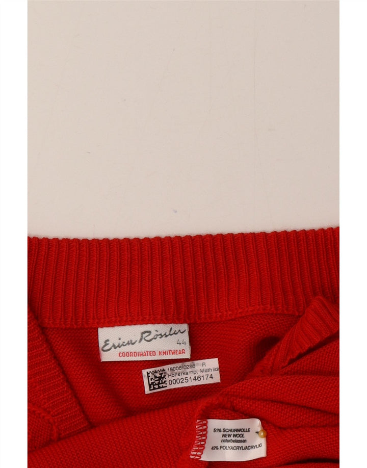 Vintage mujer Cardigan suéter EU 44 XL lana roja
