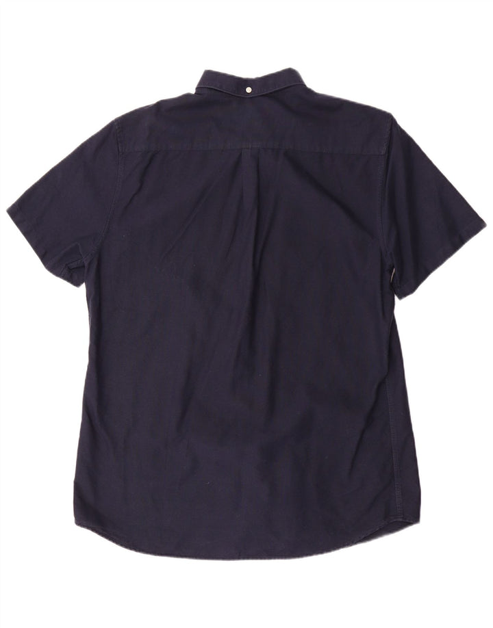 Barbour Camisa De Manga Corta Entallada Para Hombre Algodón Azul Marino Medio
