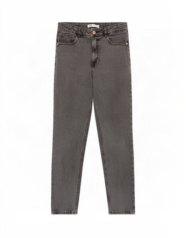 Zara Womens High Waist Tapered Jeans EU 38 Small W28 L28 Grey Cotton