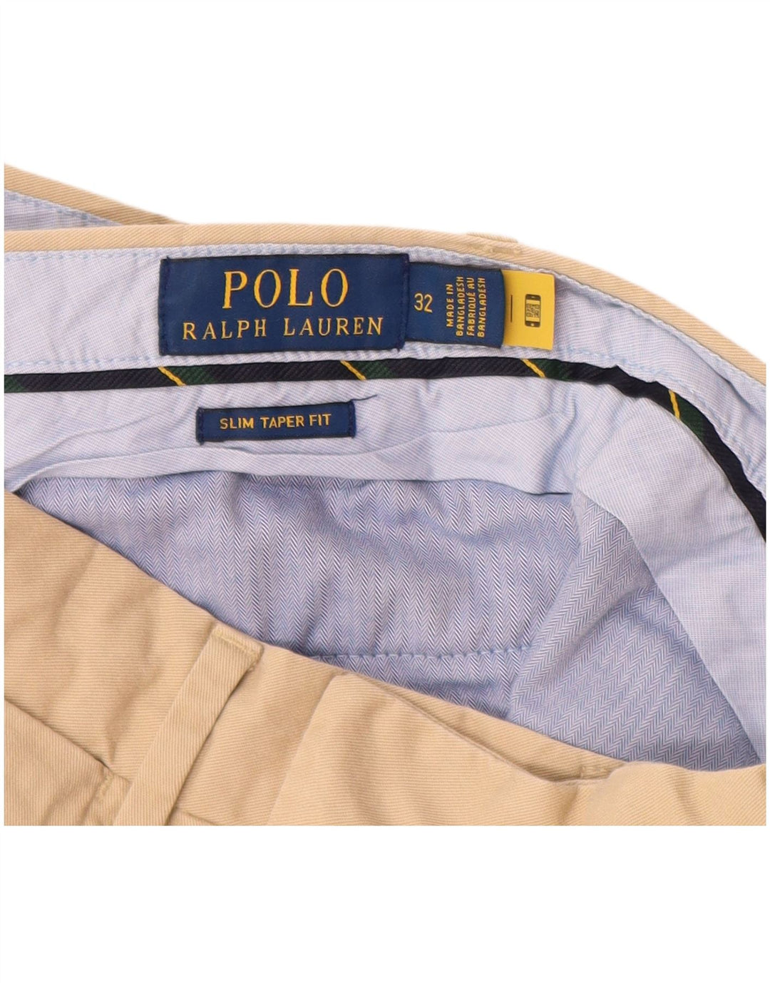 POLO RALPH LAUREN Pantalón chino ajustado y cónico para hombre W32 L31 Algodón beige