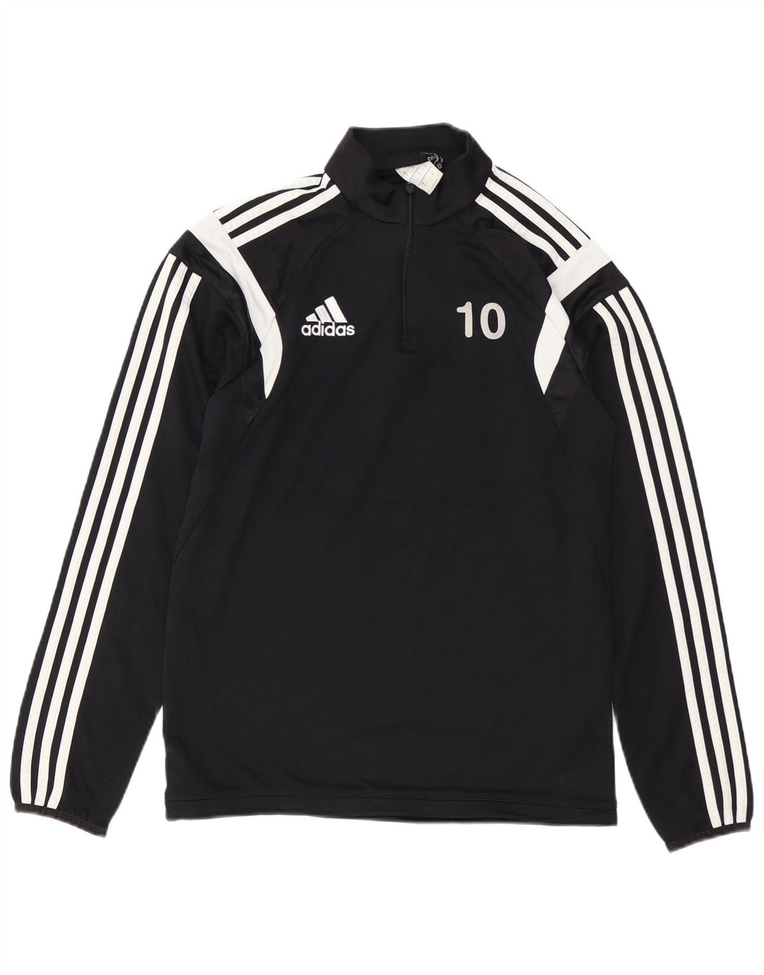 ADIDAS Mens Graphic Zip Neck Pullover Tracksuit Top Small Black Polyester