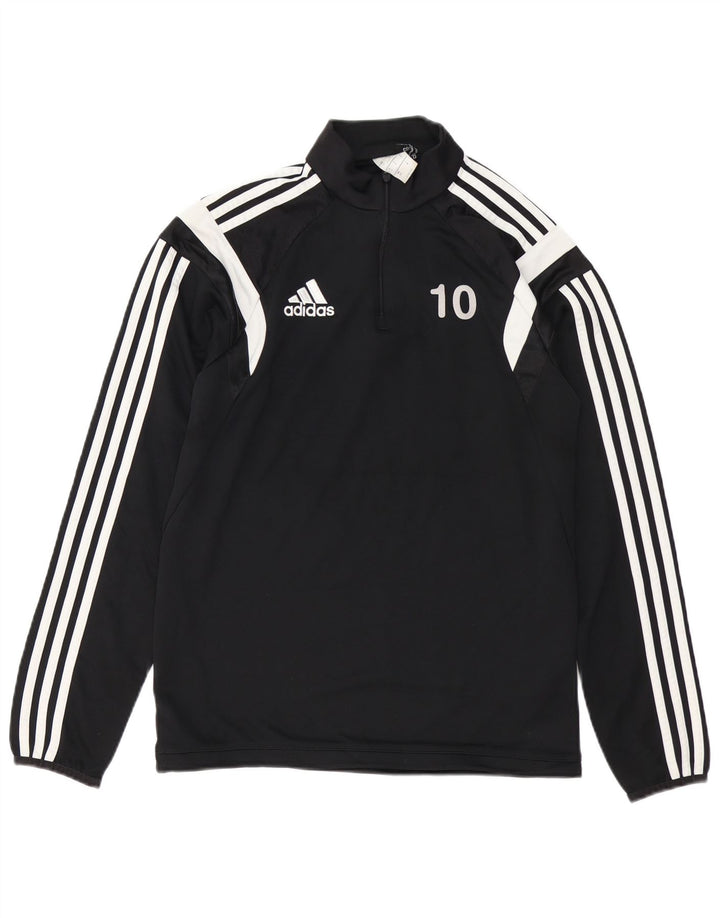 ADIDAS Mens Graphic Zip Neck Pullover Tracksuit Top Small Black Polyester