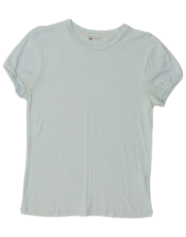 Zara Camiseta Mujer Top UK 10 Small Viscosa Azul