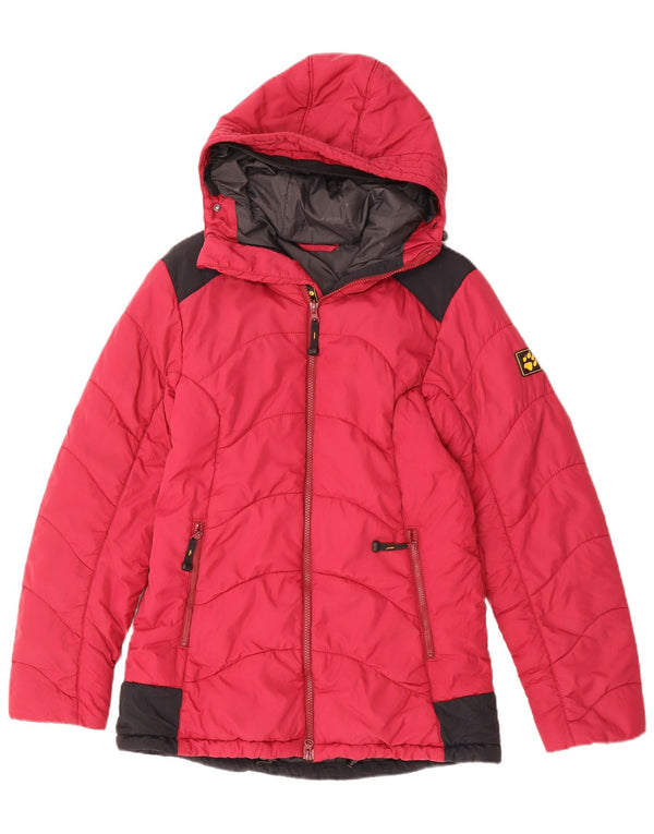 JACK WOLFSKIN Chaqueta acolchada con capucha para mujer UK 10 Small Pink Colourblock