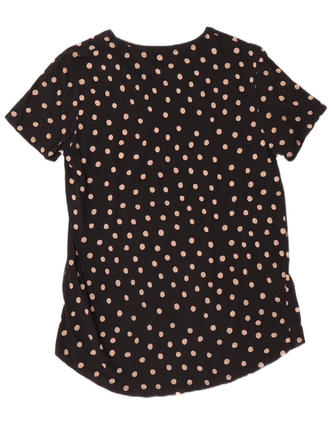 ZARA Camiseta Mujer Top UK 10 Small Algodón Lunares Negros