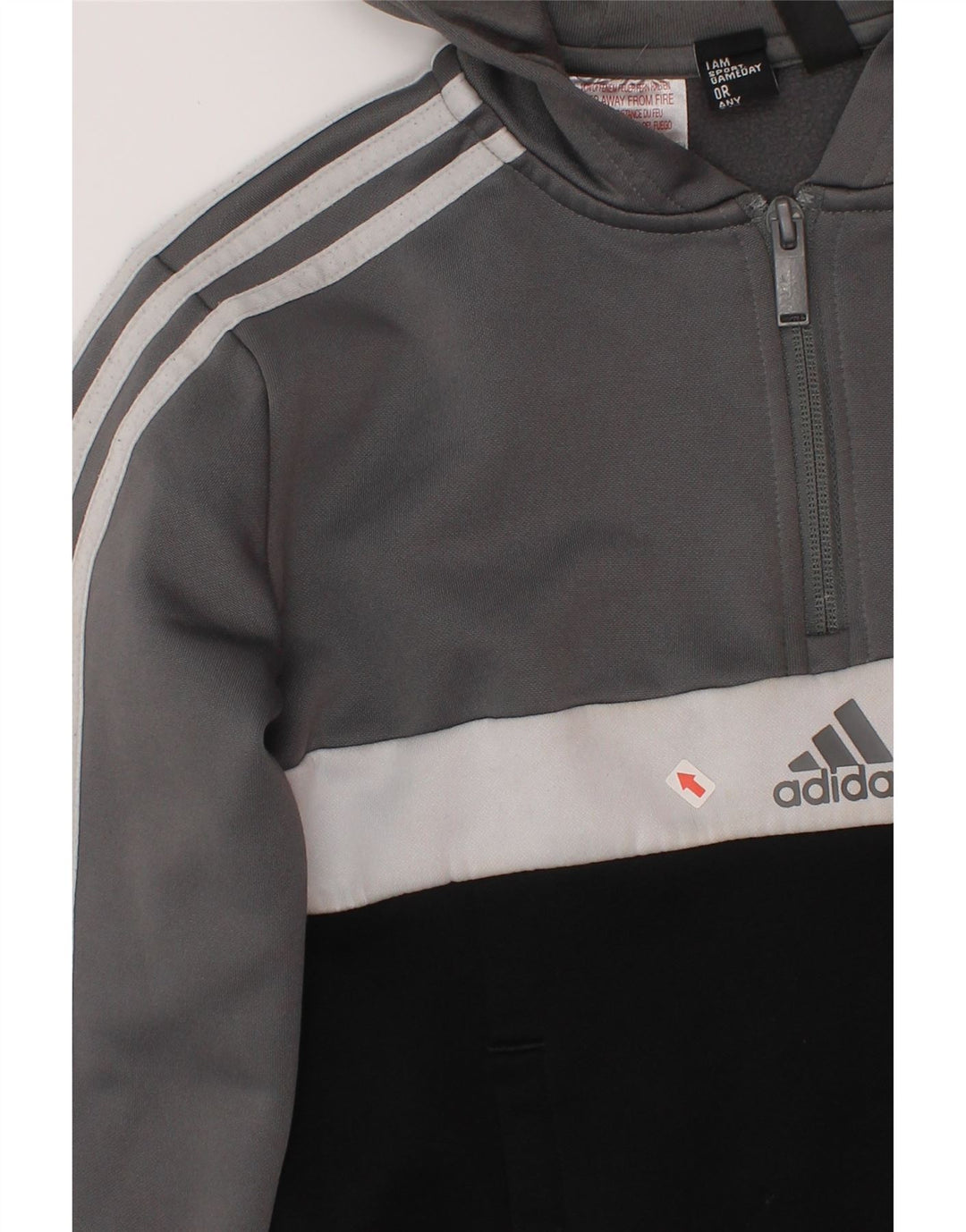 Adidas Sudadera con capucha para niños 9-10 años Gris Colorblock Poliéster