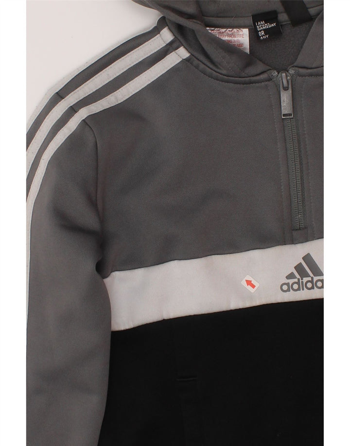 Adidas Sudadera con capucha para niños 9-10 años Gris Colorblock Poliéster