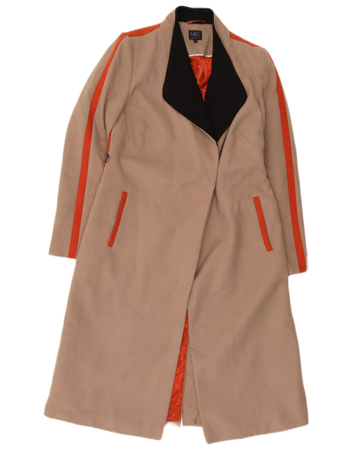 Marks & Spencer Abrigo abierto para mujer UK 8 Small Beige Colorblock Poliéster