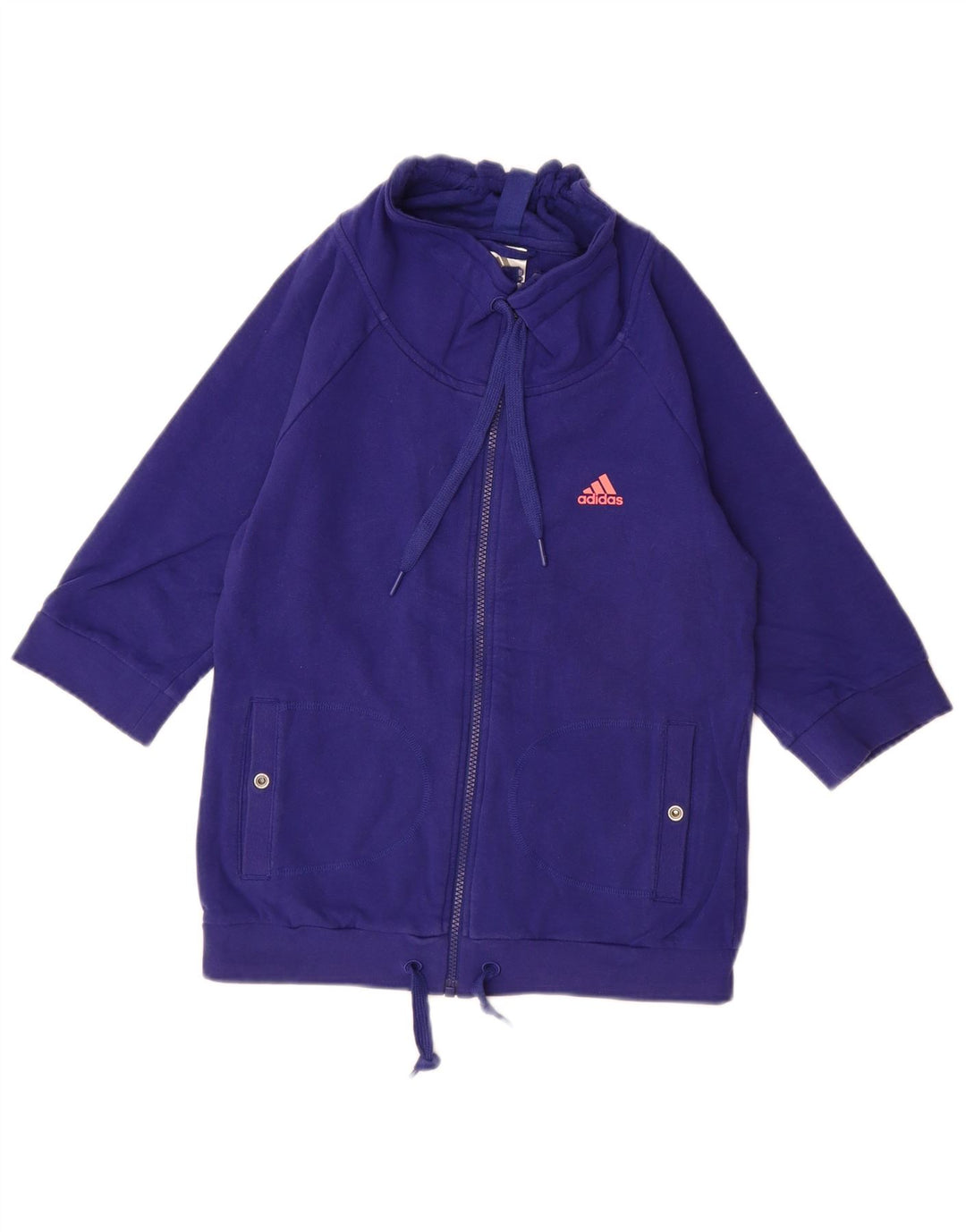 ADIDAS Sudadera de manga 3/4 para mujer Jumper UK 10 Small Blue Cotton