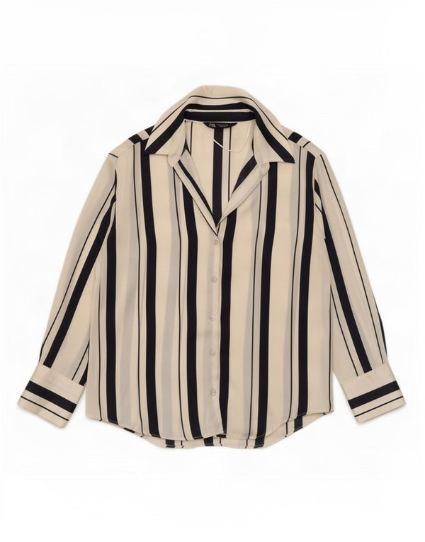 Camisa Zara Mujer UK 44 Mediana Rayas Blancas