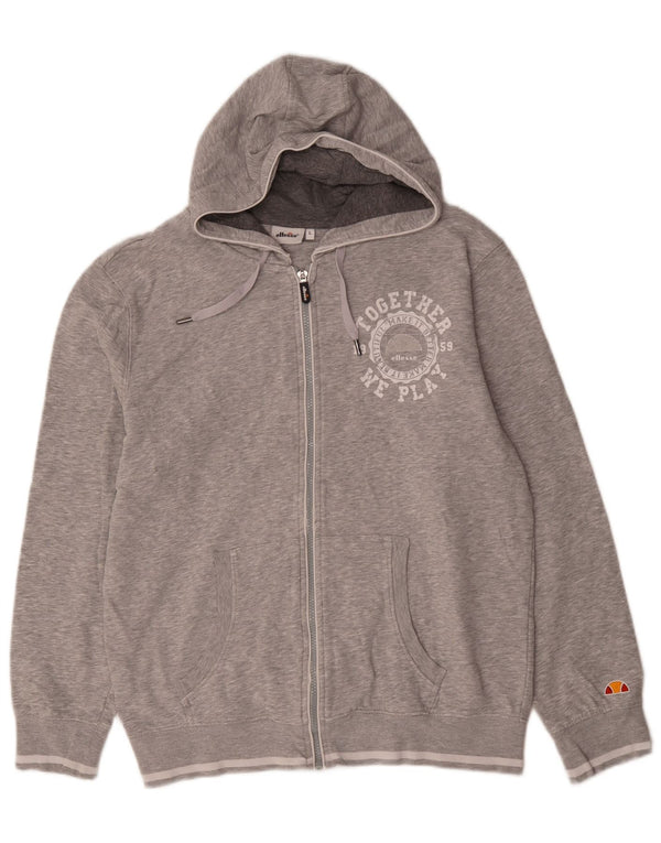Ellesse - Sudadera con capucha y cremallera gráfica para hombre, talla grande, algodón gris