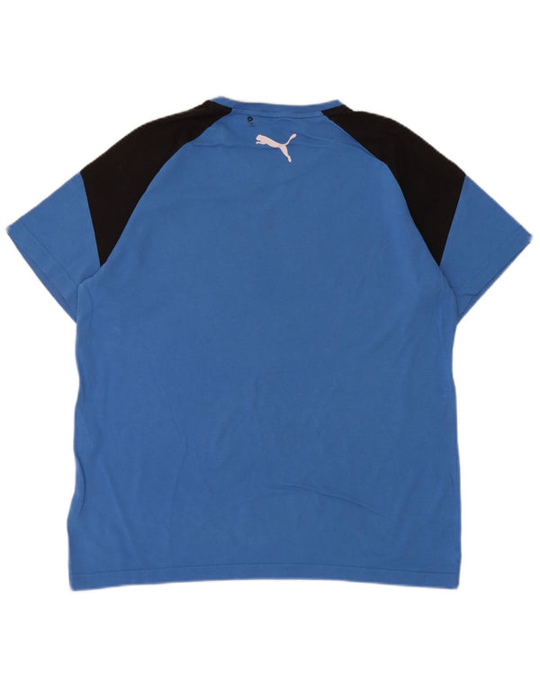 Puma Camiseta gráfica para hombre Top de algodón color block en azul medio