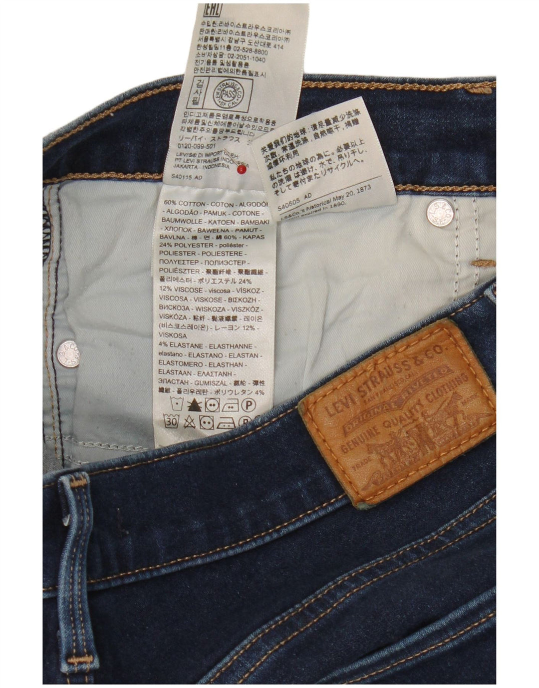 Levi's Capri Jeans Mujer W30 L21 Algodón Azul