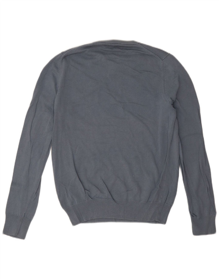Marks & Spencer Jersey con cuello redondo para hombre, talla pequeña, algodón azul