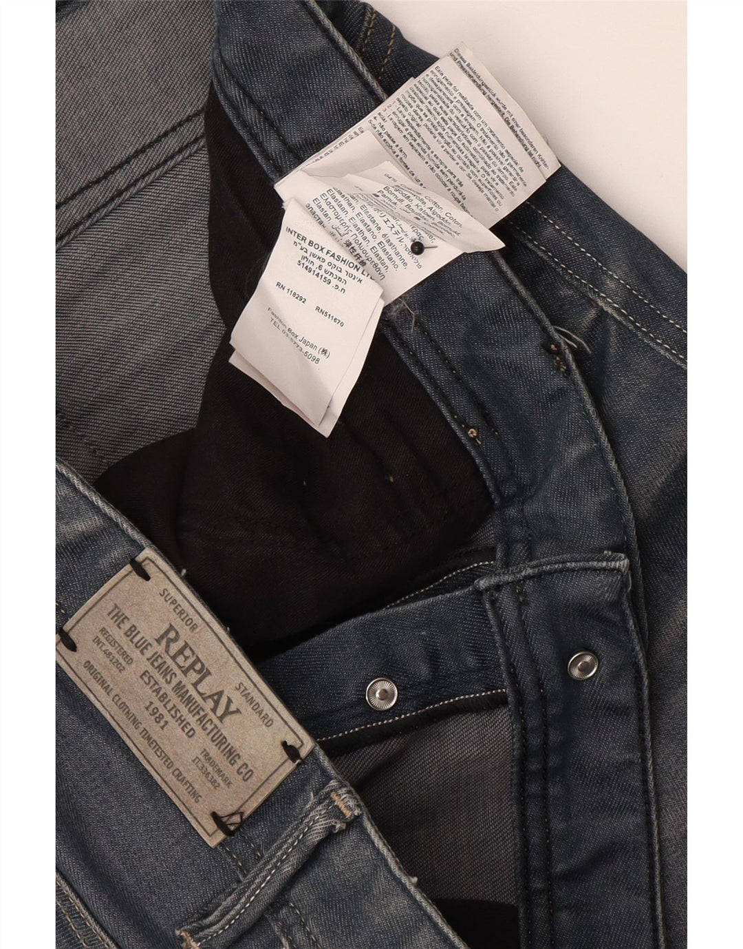 Vaqueros ajustados para hombre Replay W33 L32 Algodón azul