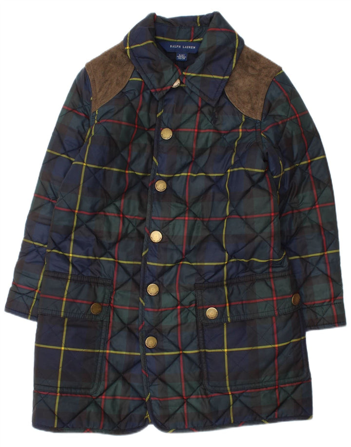 Ralph Lauren Chaqueta Acolchada Niña 3-4 Años Cuadros Azul Marino