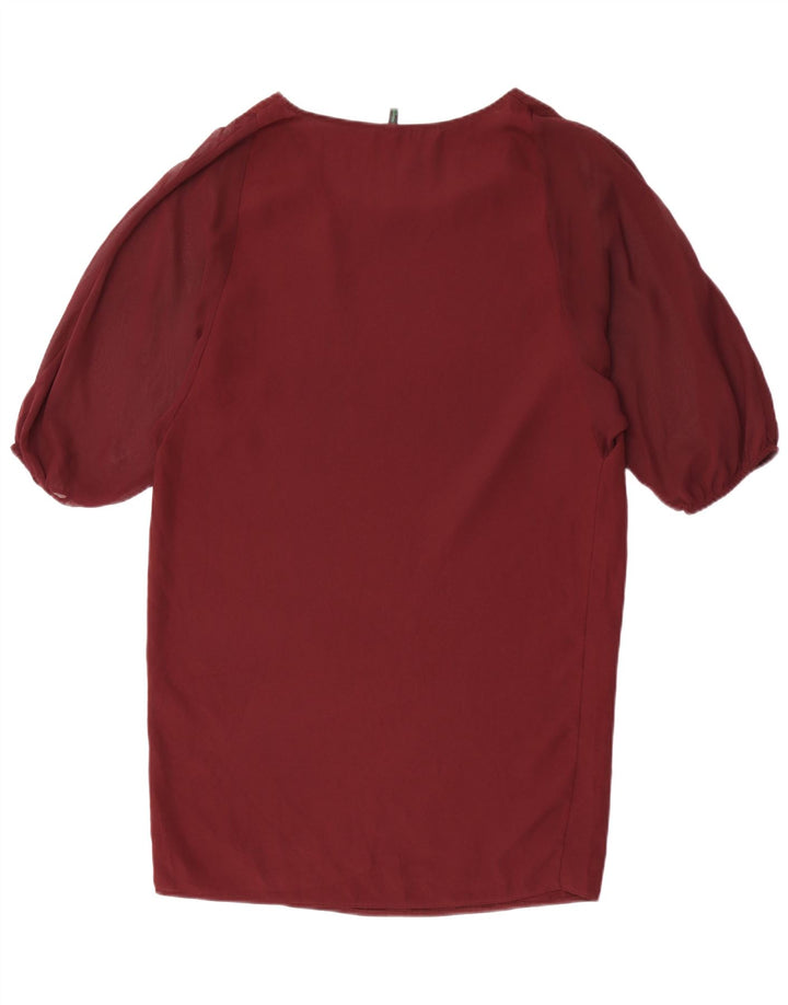 Benetton Vestido Recto Extragrande Mujer UK 40 Pequeño Poliéster Burdeos