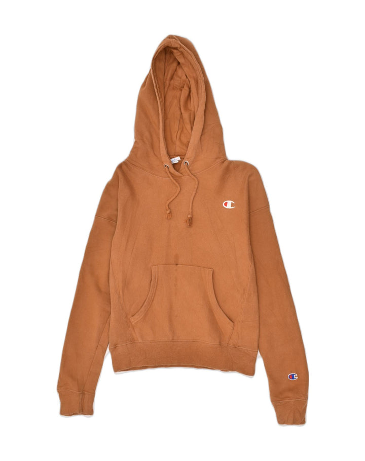 CHAMPION Womens Loose Fit Hoodie Jumper UK 6 XS Brown Cotton | Vintage Champion | Thrift | Second-Hand Champion | Used Clothing | Messina Hembry 