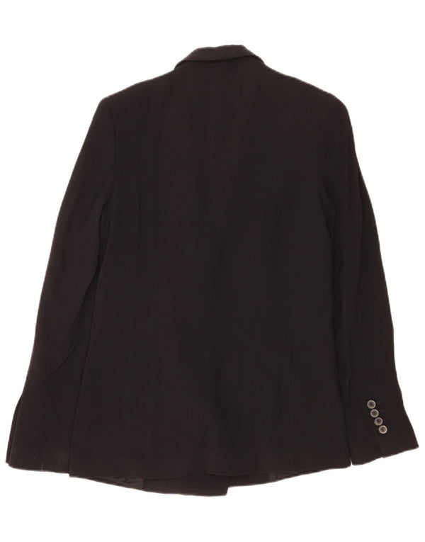 Zara Mujer Chaqueta Blazer De Doble Botonadura UK 10 Small Acetato Negro
