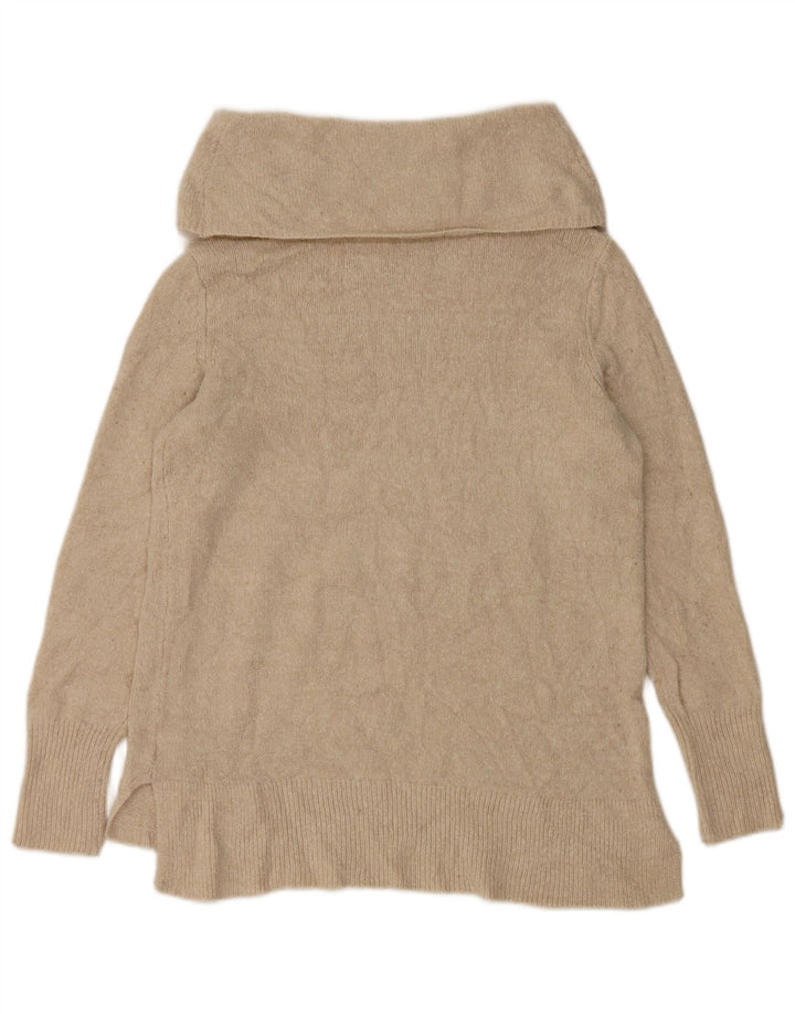 DKNY Suéter tipo jersey con cuello vuelto para mujer Reino Unido 10 Pequeño Acrílico beige