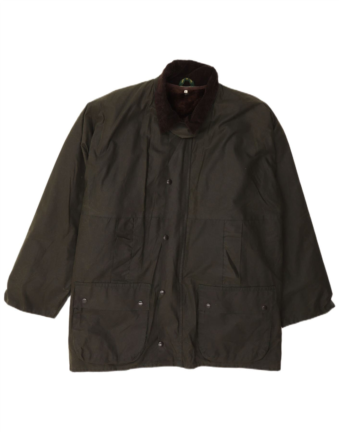 Vintage hombres encerado chaqueta de algodón Reino Unido 40 verde grande